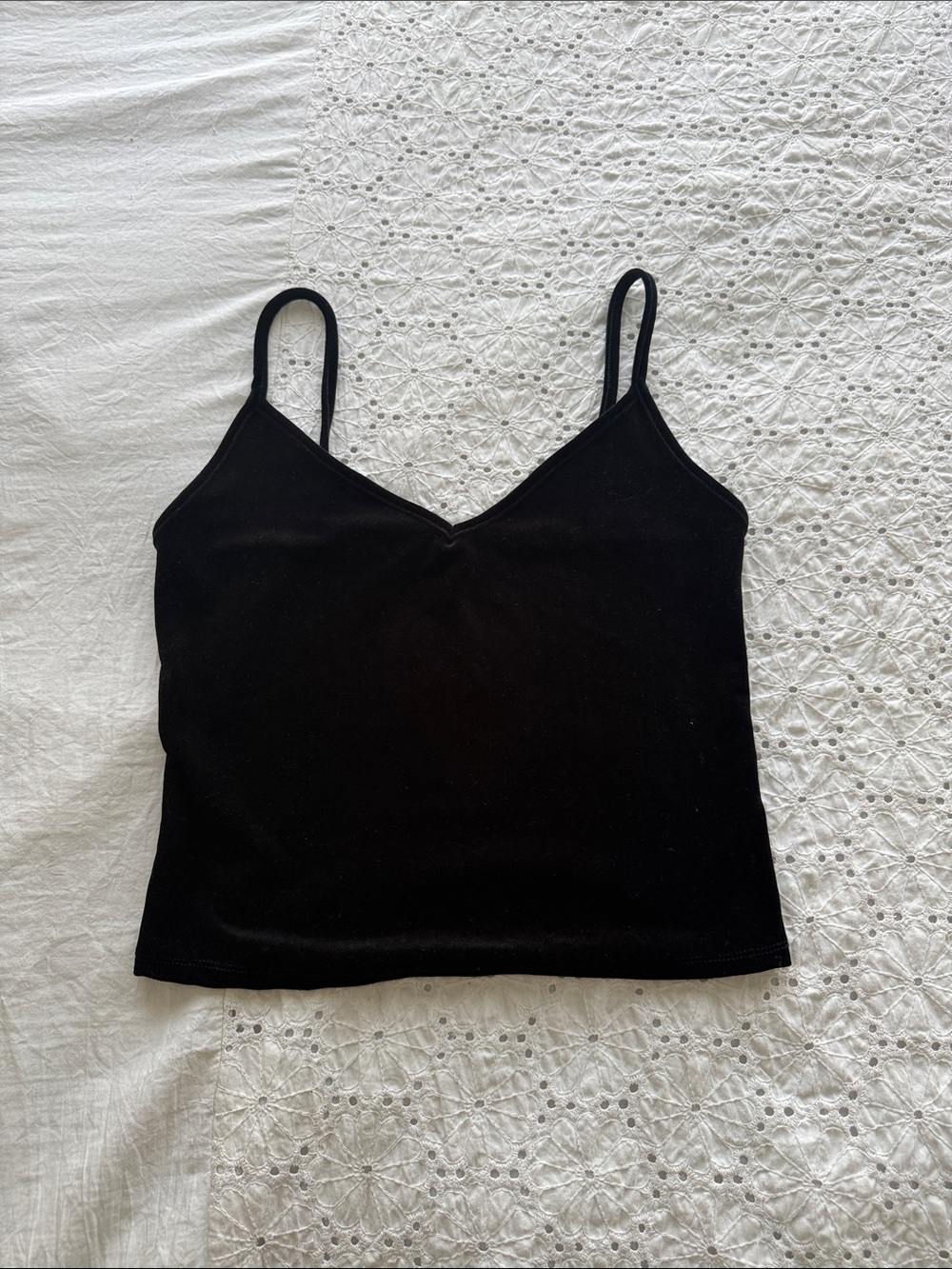 Black V-Neck Velvet Camisole Tank Top - Women